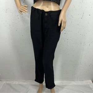 XCVI Women’s size M Black Linen Blend Cuffed Pants Trousers